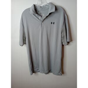 Under Armour Mens Large Loose Fit HeatGear Polo Shirt Performance Golf Striped